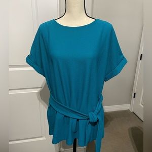Dana BUCHMAN Turquoise Textured Tie Front Top Sz. L